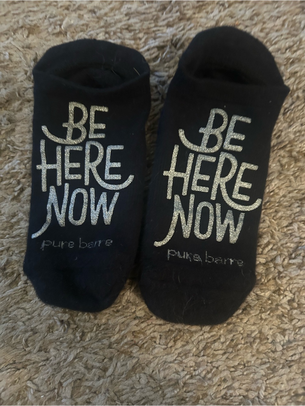 Pure Barre Men's Black 'Be Here Now' No-Show Socks
